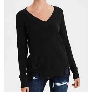 American Eagle Outfitters side lace up v neck sweater